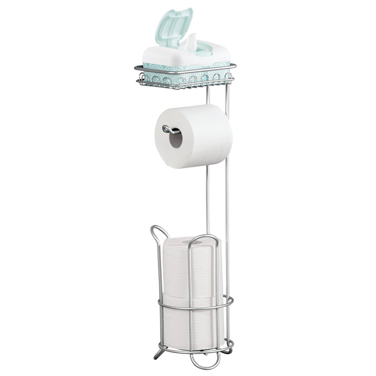 iDesign Classico Free Standing Toilet Paper Holder with Shelf 3