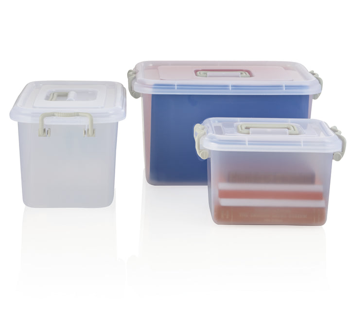 Plastic Multipurpose Stackable Storage Box Container with Lid and Handles 23 Litre Now and Zen