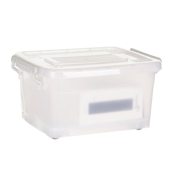 Plastic Multipurpose Stackable Storage Box Container with Lid Handles and Wheels 15 Litre