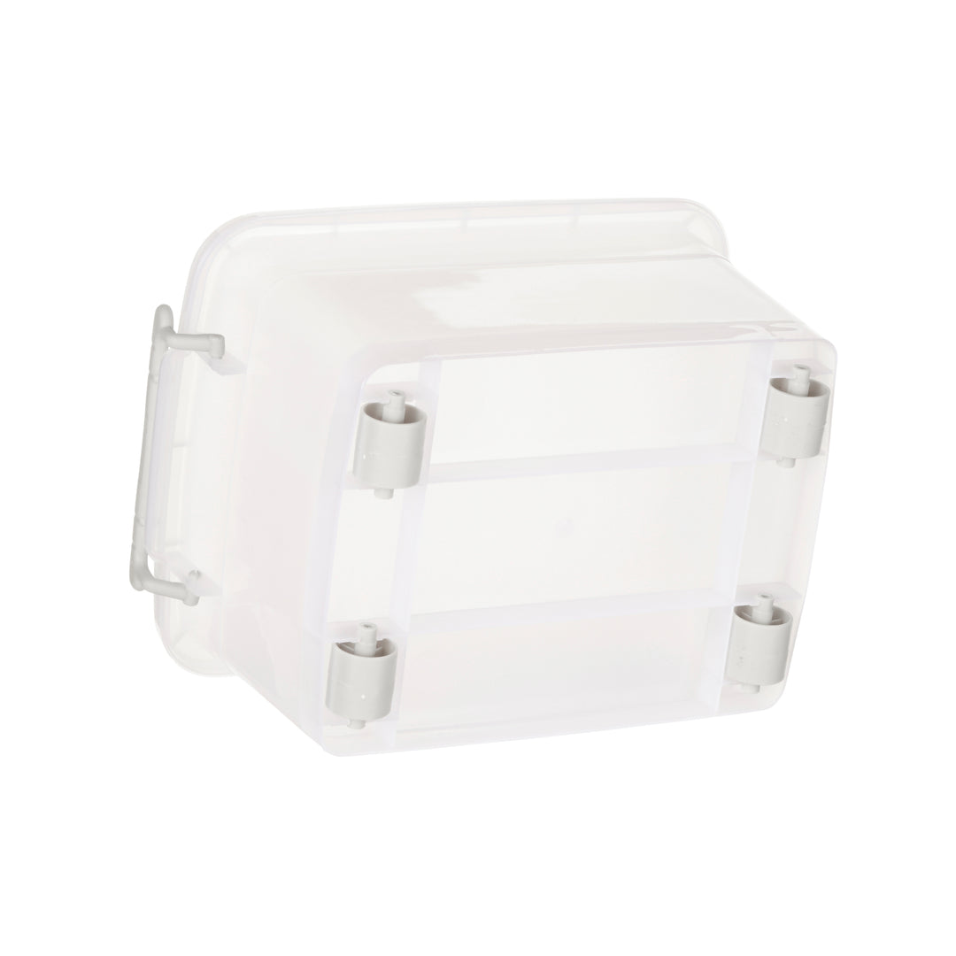 Plastic Multipurpose Stackable Storage Box Container with Lid Handles and Wheels 15 Litre