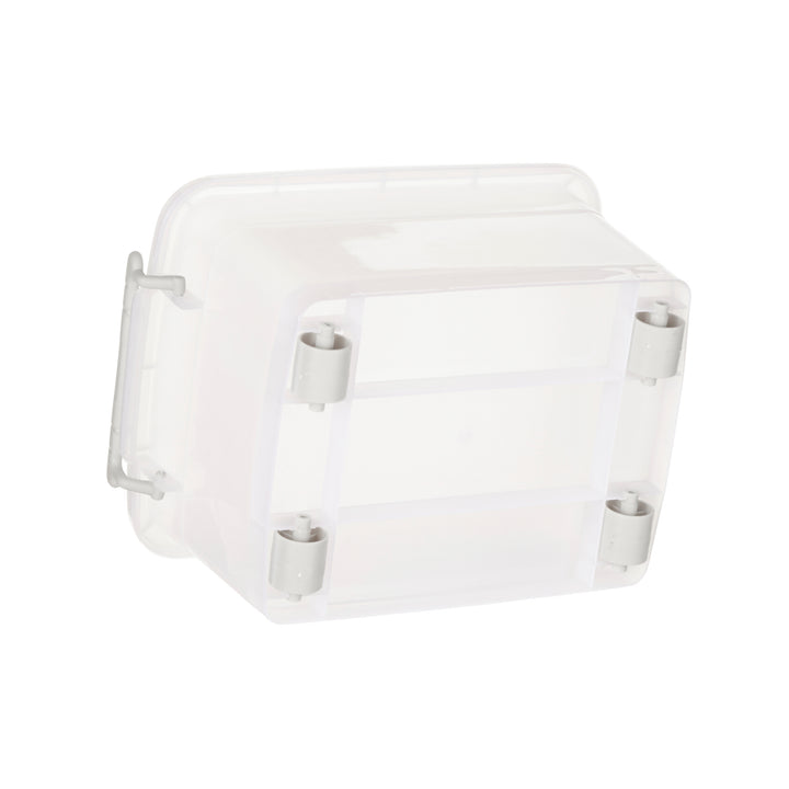 Plastic Multipurpose Stackable Storage Box Container with Lid Handles and Wheels 15 Litre