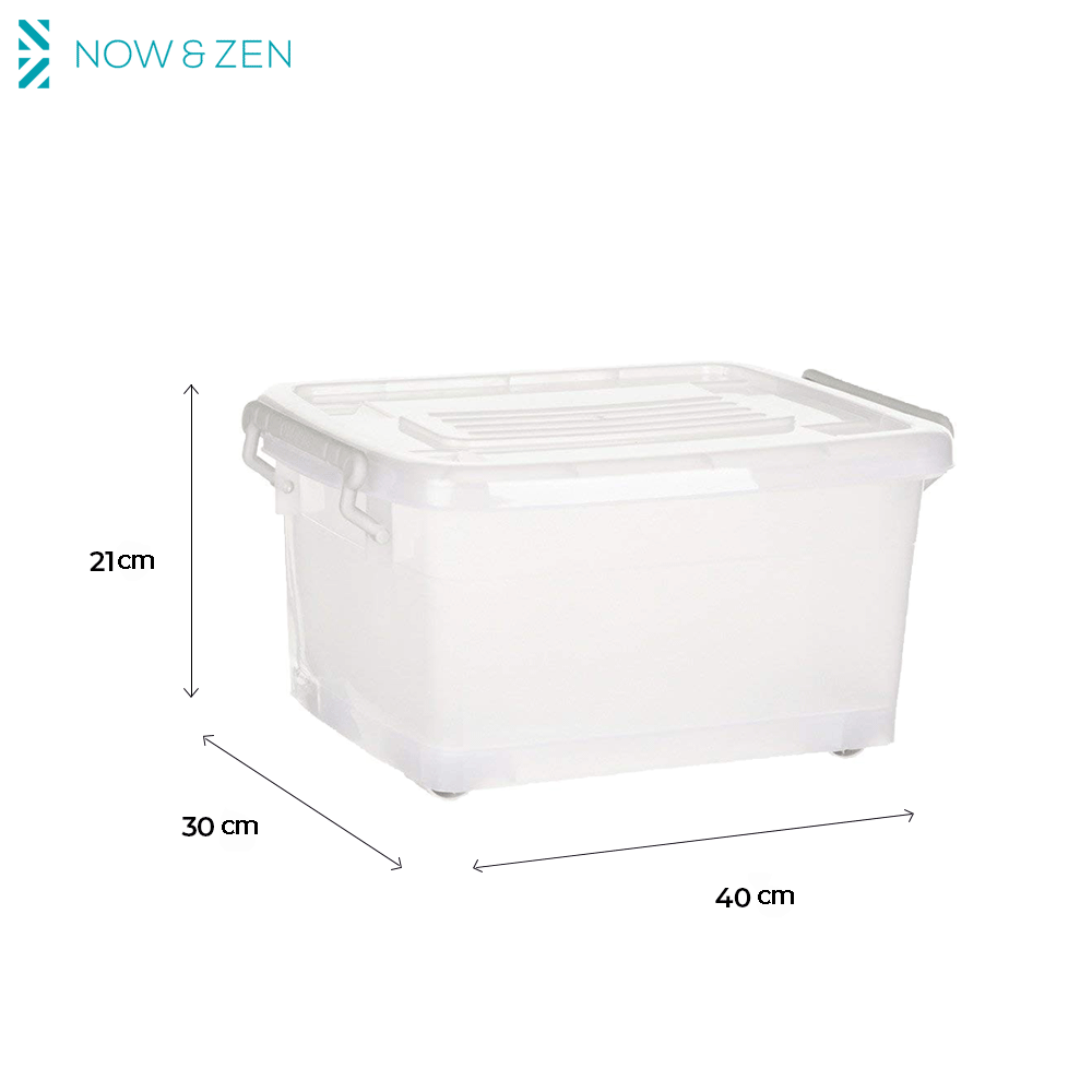 Plastic Multipurpose Stackable Storage Box Container with Lid Handles and Wheels 15 Litre