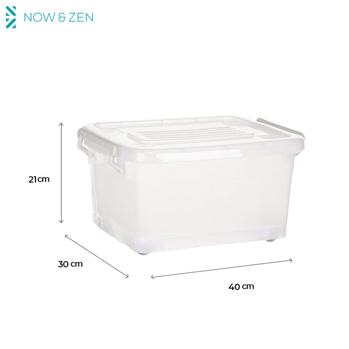 Plastic Multipurpose Stackable Storage Box Container with Lid Handles and Wheels 15 Litre