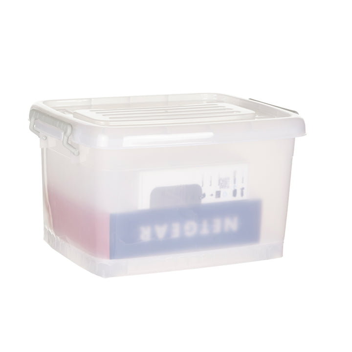 Plastic Multipurpose Stackable Storage Box Container with Lid Handles and Wheels 35 Litre