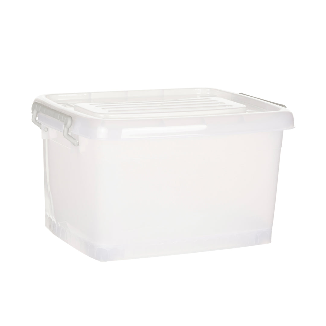 Plastic Multipurpose Stackable Storage Box Container with Lid Handles and Wheels 35 Litre