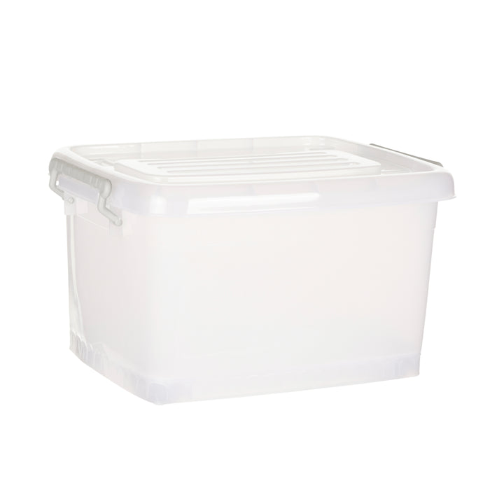 Plastic Multipurpose Stackable Storage Box Container with Lid Handles and Wheels 35 Litre