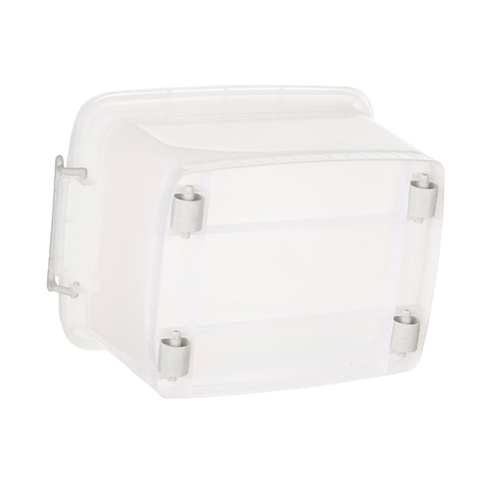 Plastic Multipurpose Stackable Storage Box Container with Lid Handles and Wheels 35 Litre