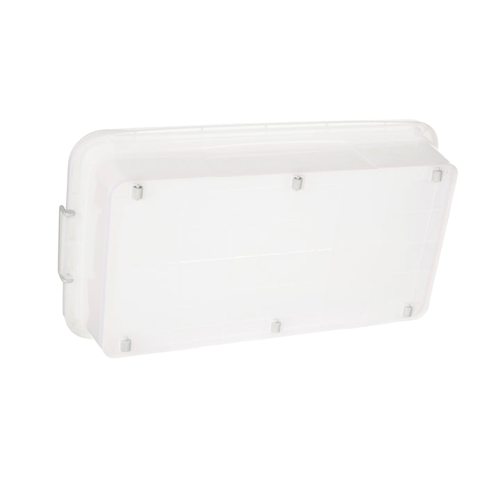 Underbed Plastic Multipurpose Stackable Storage Box Container with Lid Handles and Wheels 45 Litre Now and Zen