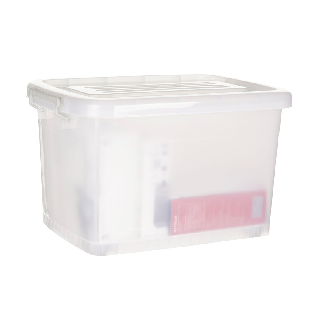Plastic Multipurpose Stackable Storage Box Container with Lid Handles and Wheels 50 Litre Now  Zen