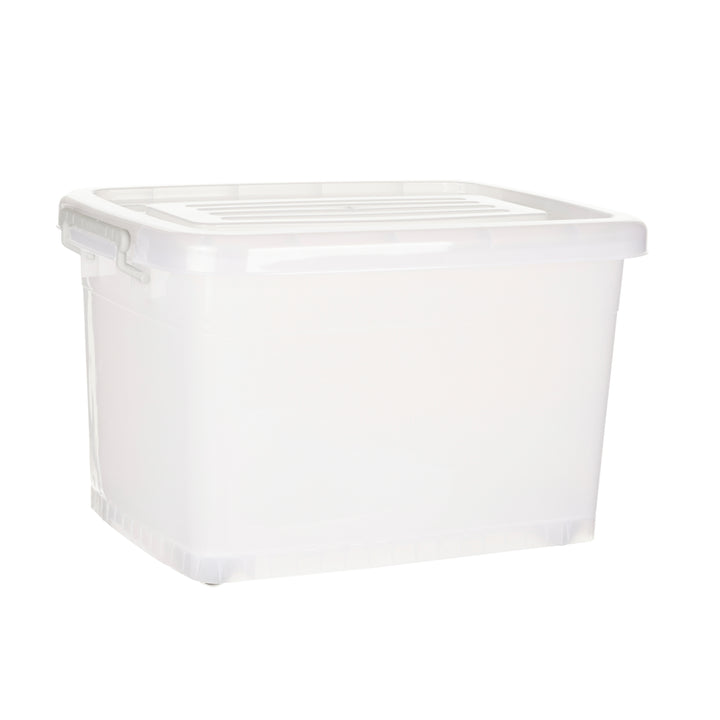 Plastic Multipurpose Stackable Storage Box Container with Lid Handles and Wheels 50 Litre Now  Zen