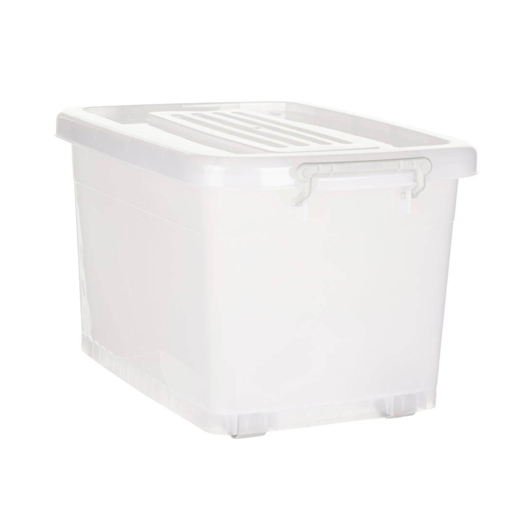 Plastic Multipurpose Stackable Storage Box Container with Lid Handles and Wheels 50 Litre Now  Zen