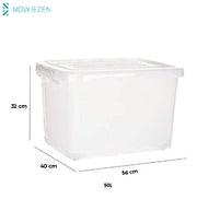 Plastic Multipurpose Stackable Storage Box Container with Lid Handles and Wheels 50 Litre Now  Zen