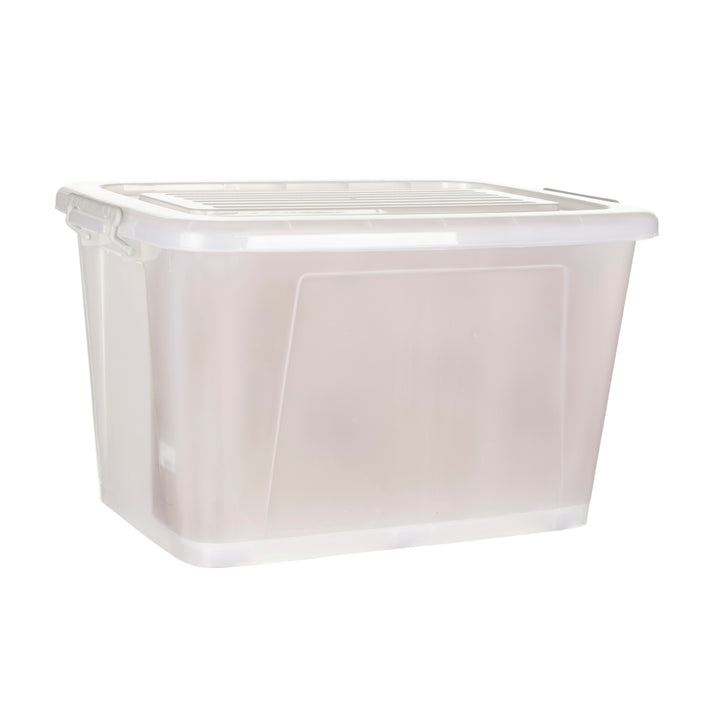 Plastic Multipurpose Stackable Storage Box Container with Lid Handles and Wheels 90 Litre Now  Zen