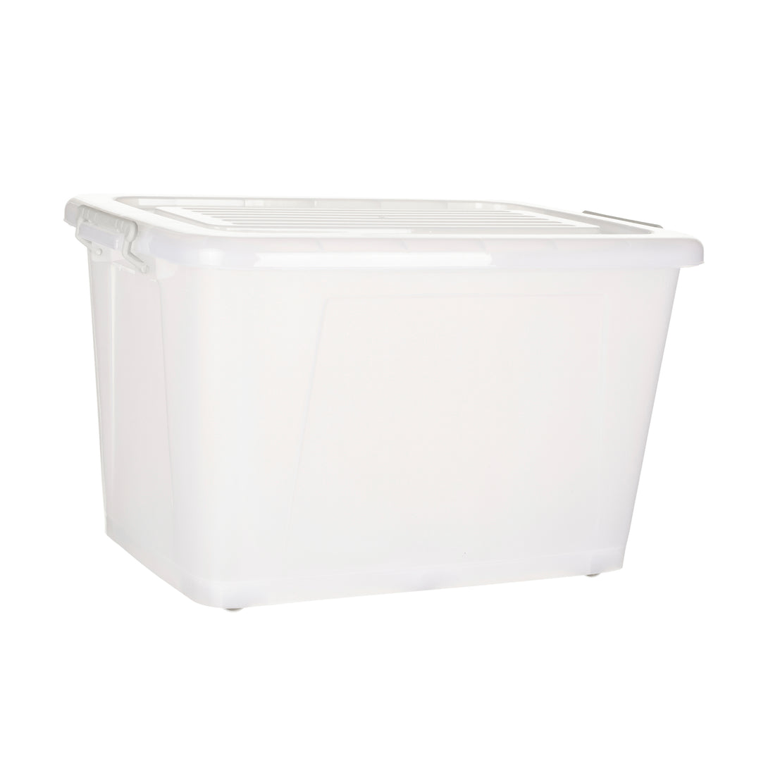 Plastic Multipurpose Stackable Storage Box Container with Lid Handles and Wheels 90 Litre Now  Zen