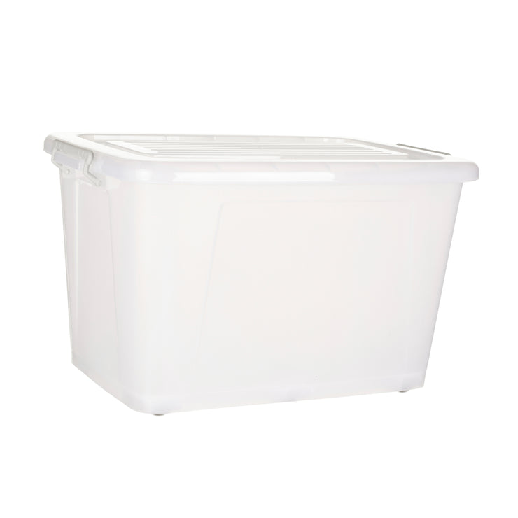 Plastic Multipurpose Stackable Storage Box Container with Lid Handles and Wheels 90 Litre Now  Zen
