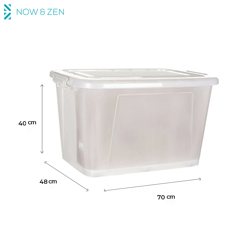 Plastic Multipurpose Stackable Storage Box Container with Lid Handles and Wheels 90 Litre Now  Zen