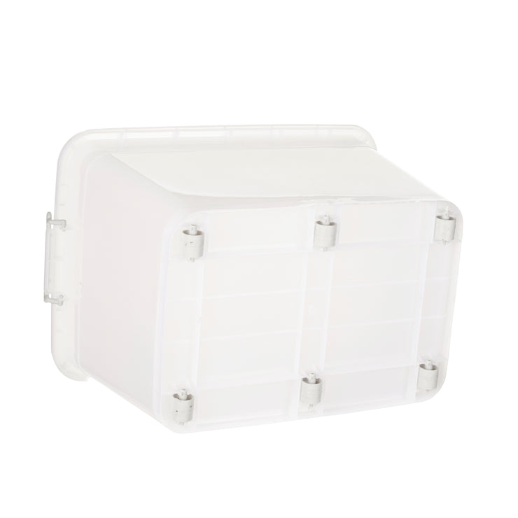 Plastic Multipurpose Stackable Storage Box Container with Lid Handles and Wheels 110 Litre Now and Zen