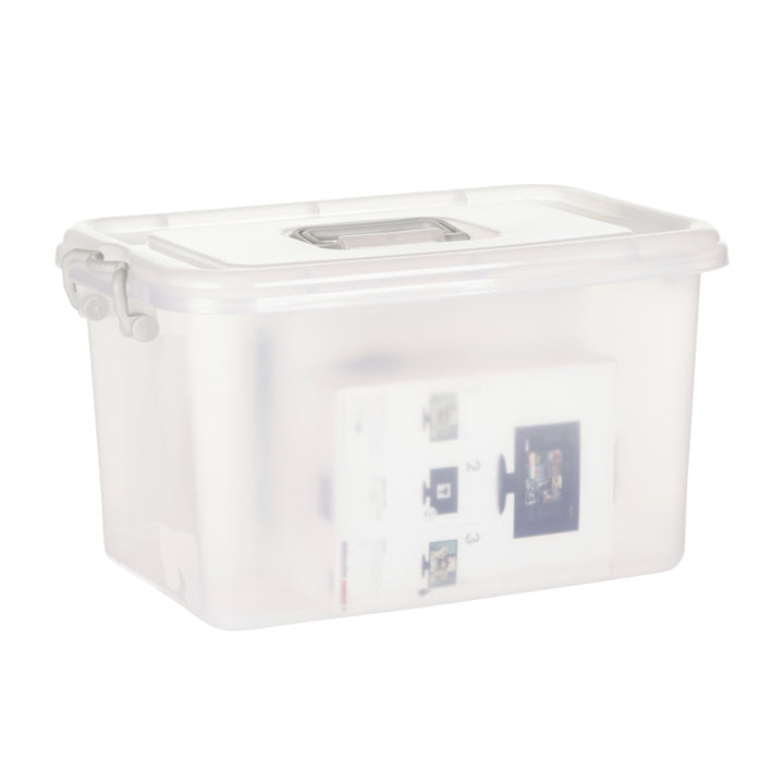 Plastic Multipurpose Stackable Storage Box Container with Lid and Handles 23 Litre Now and Zen