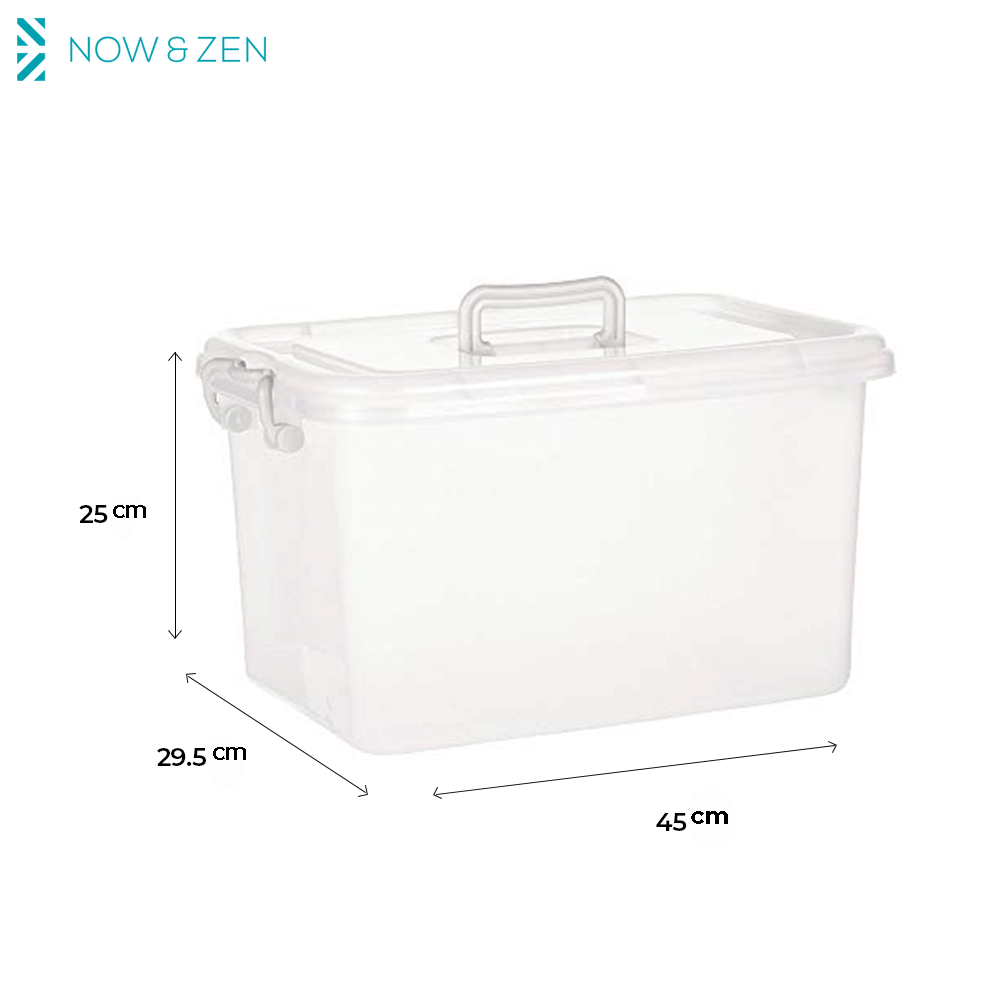 Plastic Multipurpose Stackable Storage Box Container with Lid and Handles 23 Litre Now and Zen