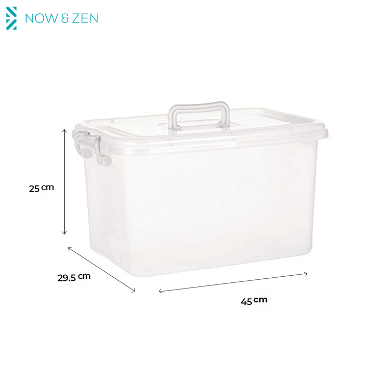 Plastic Multipurpose Stackable Storage Box Container with Lid and Handles 23 Litre Now and Zen
