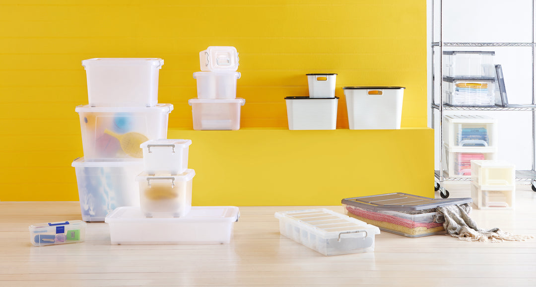 Plastic Multipurpose Stackable Storage Box Container with Lid Handles and Wheels 50 Litre Now  Zen