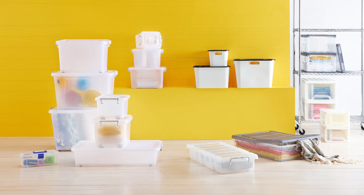 Plastic Multipurpose Stackable Storage Box Container with Lid Handles and Wheels 50 Litre Now  Zen