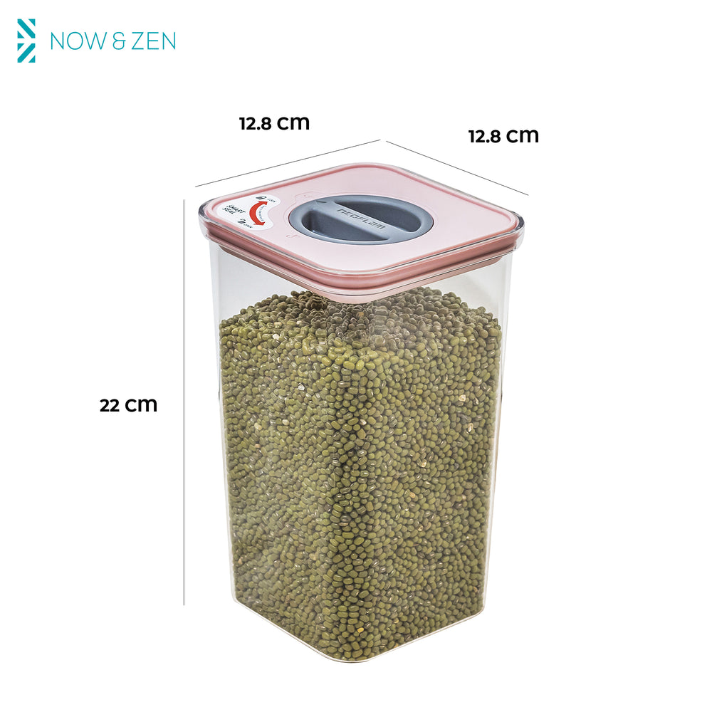 Smart Seal Stackable Kitchen Storage Container 2.1 Litre Twist Lock Pink Lid Now & Zen