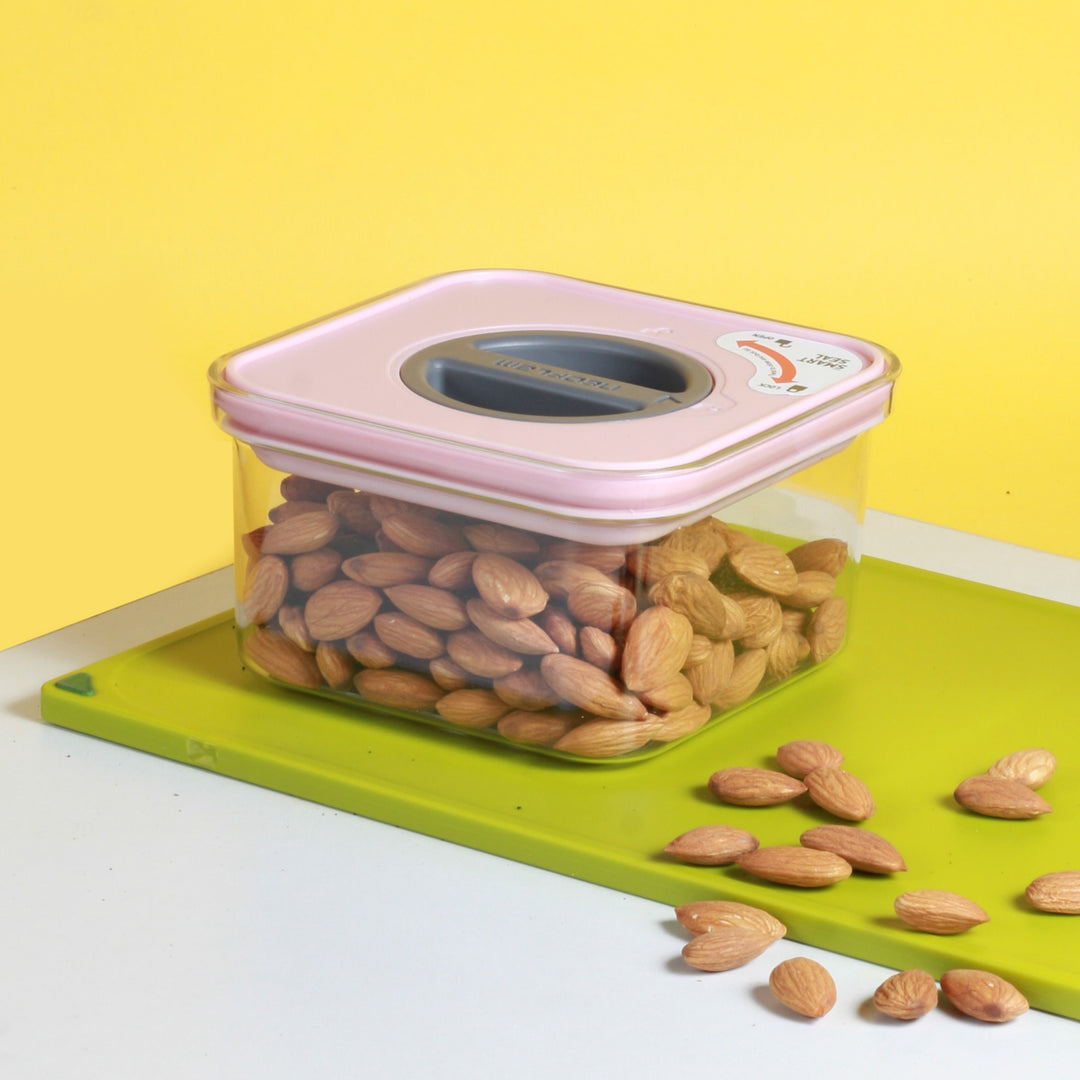 Stackable Kitchen Storage Container 0.5 Litre Twist Lock Pink Lid Now & Zen